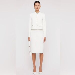 Donna Karan New York Classic White Midi Pencil Skirt, size 8